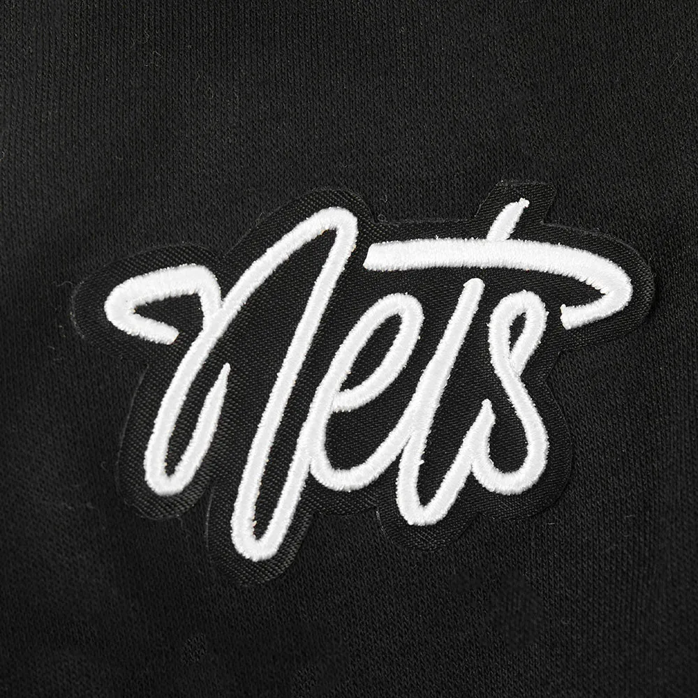 NBA BROOKLYN NETS CLASSIC BIG GIRLS FLEECE FULL ZIP HOODIE (BLACK)