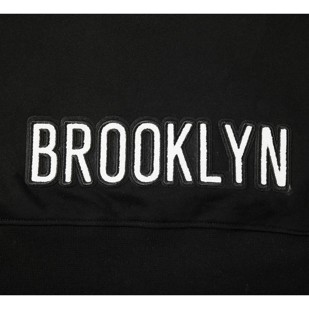 NBA BROOKLYN NETS CLASSIC BIG GIRLS FLEECE FULL ZIP HOODIE (BLACK)