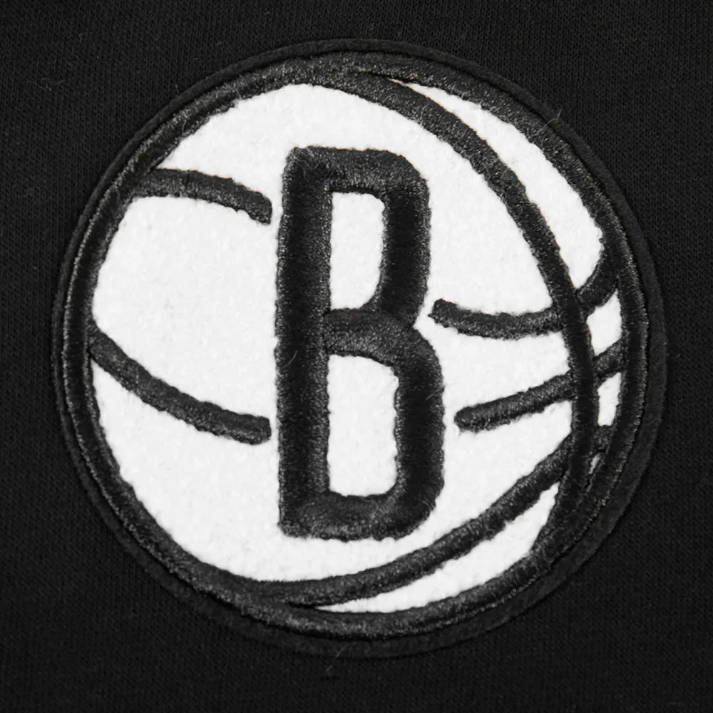 NBA BROOKLYN NETS CLASSIC BIG GIRLS FLEECE FULL ZIP HOODIE (BLACK)