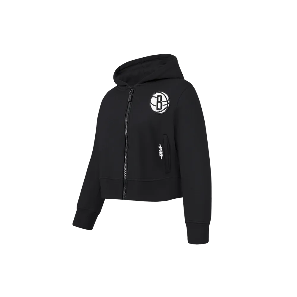 NBA BROOKLYN NETS CLASSIC TODDLER GIRLS FLEECE FULL ZIP HOODIE  (BLACK)