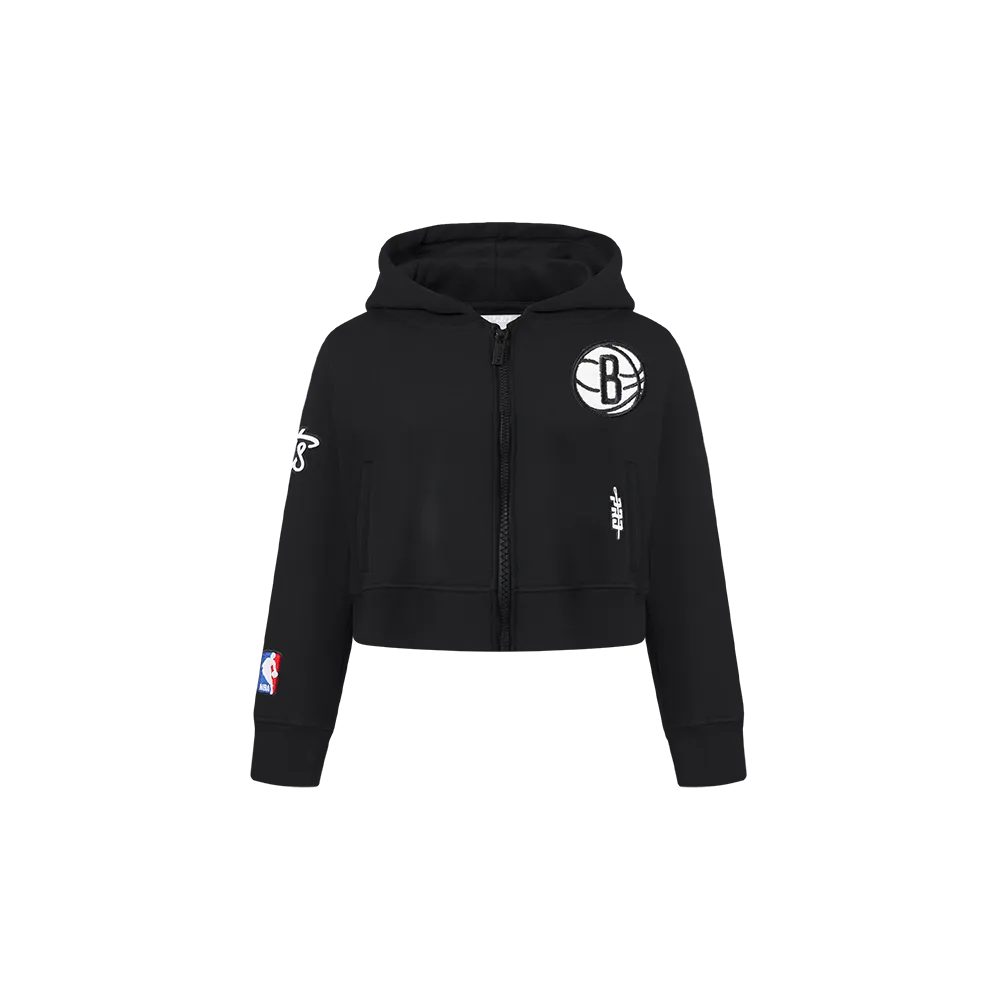NBA BROOKLYN NETS CLASSIC TODDLER GIRLS FLEECE FULL ZIP HOODIE  (BLACK)
