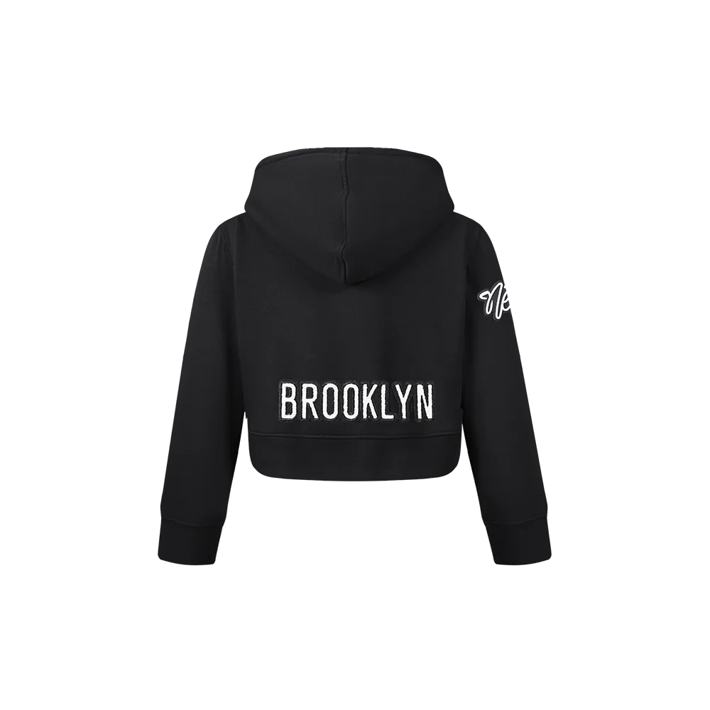 NBA BROOKLYN NETS CLASSIC TODDLER GIRLS FLEECE FULL ZIP HOODIE  (BLACK)