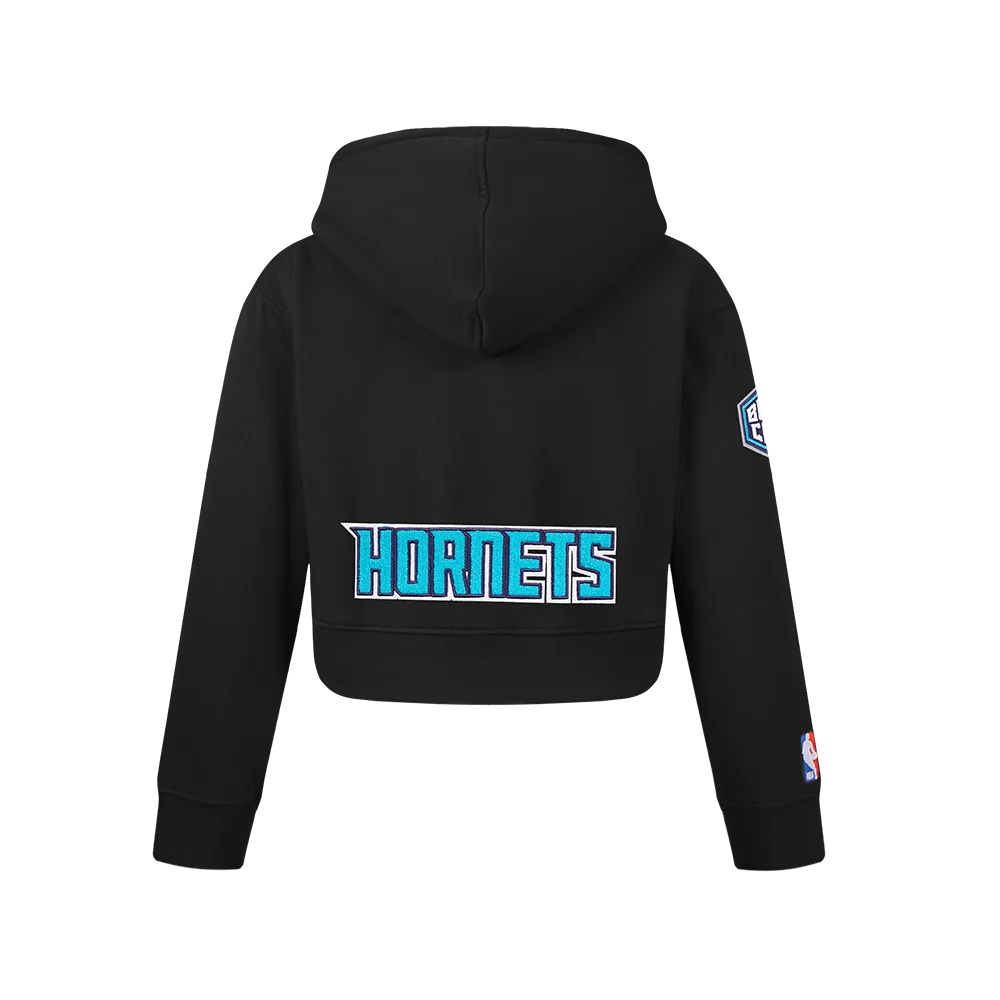 NBA CHARLOTTE HORNETS CLASSIC BIG GIRLS FLEECE FULL ZIP HOODIE (BLACK)