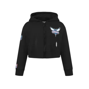 NBA CHARLOTTE HORNETS CLASSIC BIG GIRLS FLEECE FULL ZIP HOODIE (BLACK)