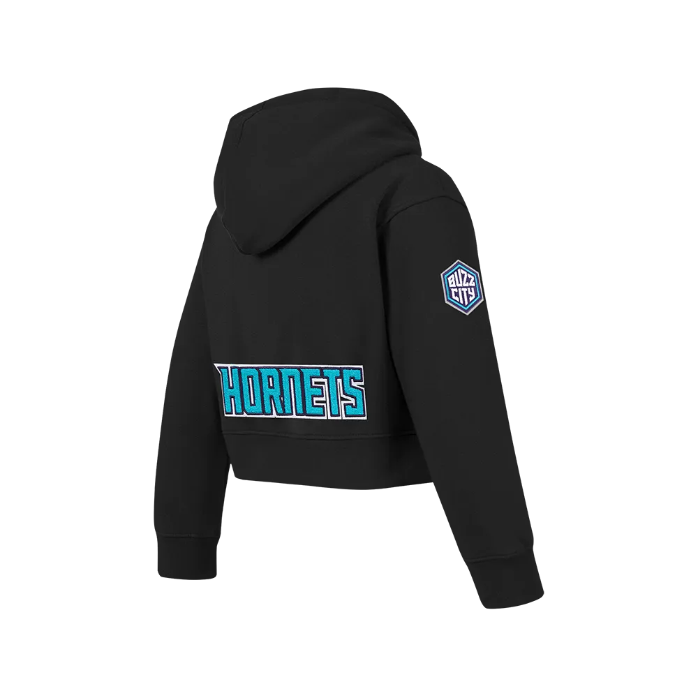 NBA CHARLOTTE HORNETS CLASSIC BIG GIRLS FLEECE FULL ZIP HOODIE (BLACK)