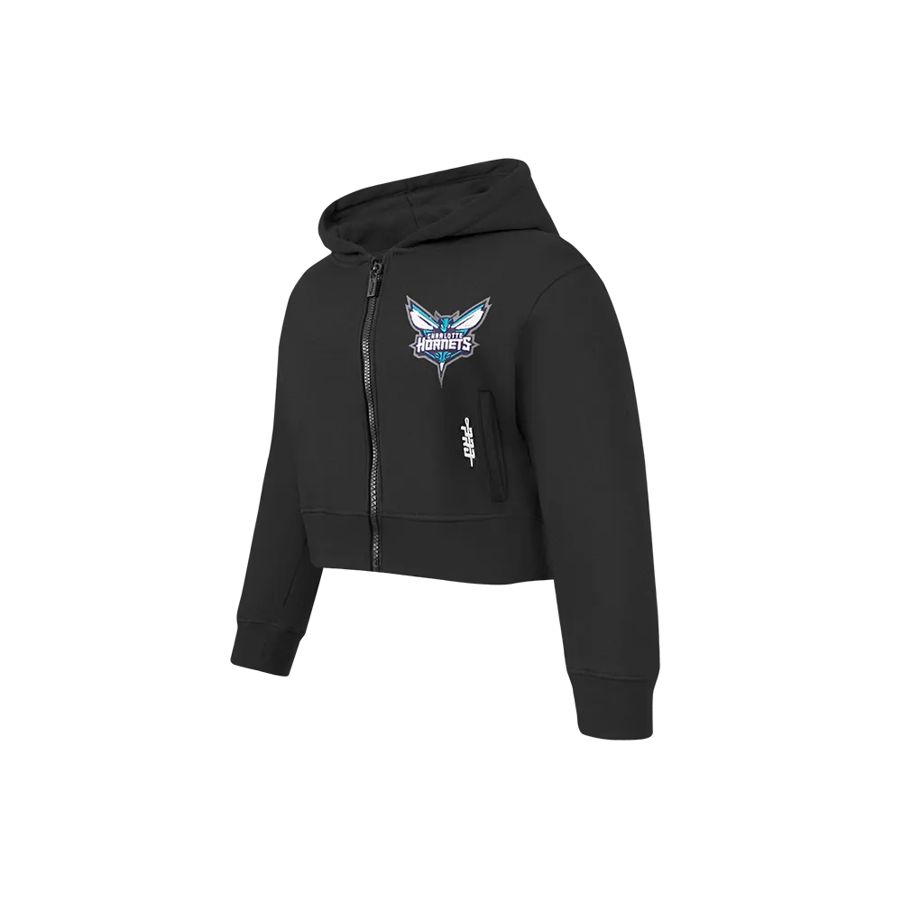 NBA CHARLOTTE HORNETS CLASSIC LITTLE GIRLS  FLEECE FULL ZIP HOODIE (BLACK)