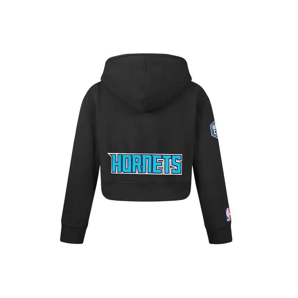 NBA CHARLOTTE HORNETS CLASSIC LITTLE GIRLS  FLEECE FULL ZIP HOODIE (BLACK)