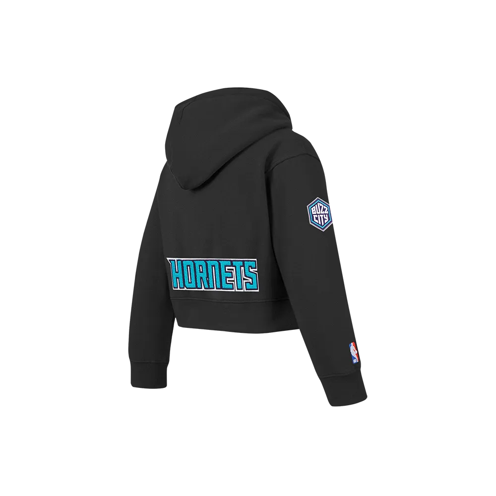 NBA CHARLOTTE HORNETS CLASSIC LITTLE GIRLS  FLEECE FULL ZIP HOODIE (BLACK)