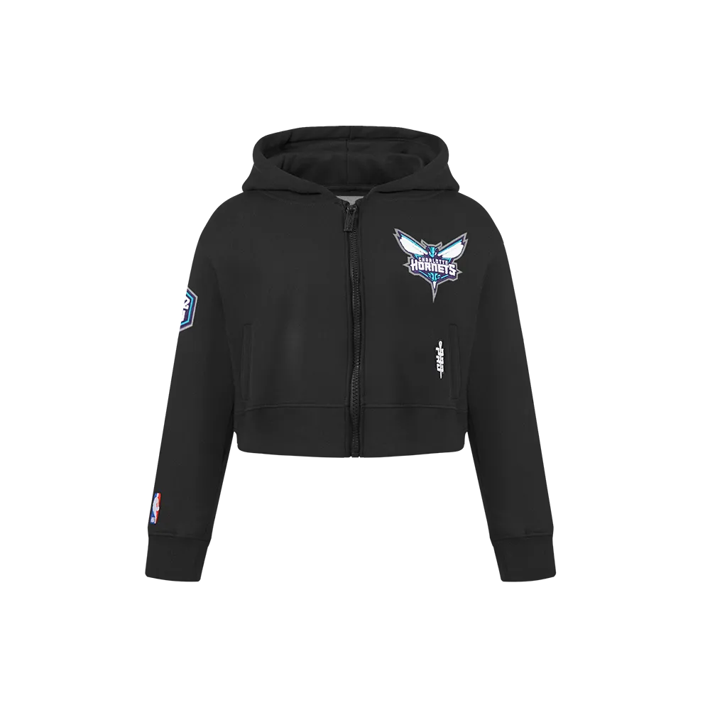 NBA CHARLOTTE HORNETS CLASSIC LITTLE GIRLS  FLEECE FULL ZIP HOODIE (BLACK)