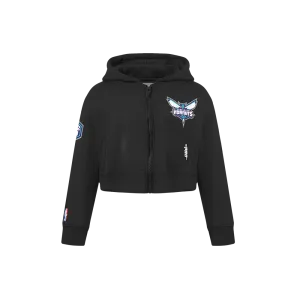 NBA CHARLOTTE HORNETS CLASSIC LITTLE GIRLS  FLEECE FULL ZIP HOODIE (BLACK)
