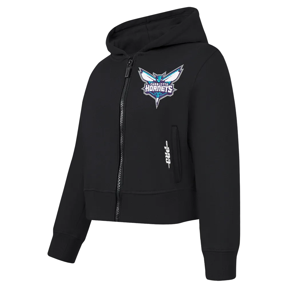 NBA CHARLOTTE HORNETS CLASSIC TODDLER GIRLS FLEECE FULL ZIP HOODIE  (BLACK)