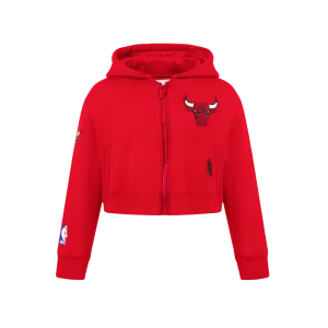 NBA CHICAGO BULLS CLASSIC BIG GIRLS FLEECE FULL ZIP HOODIE (RED)