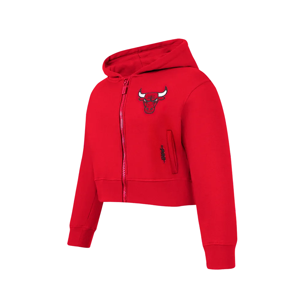 NBA CHICAGO BULLS CLASSIC BIG GIRLS FLEECE FULL ZIP HOODIE (RED)