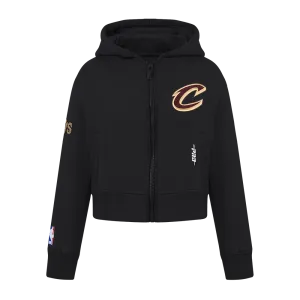 NBA CLEVELAND CAVALIERS CLASSIC LITTLE GIRLS  FLEECE FULL ZIP HOODIE (BLACK)