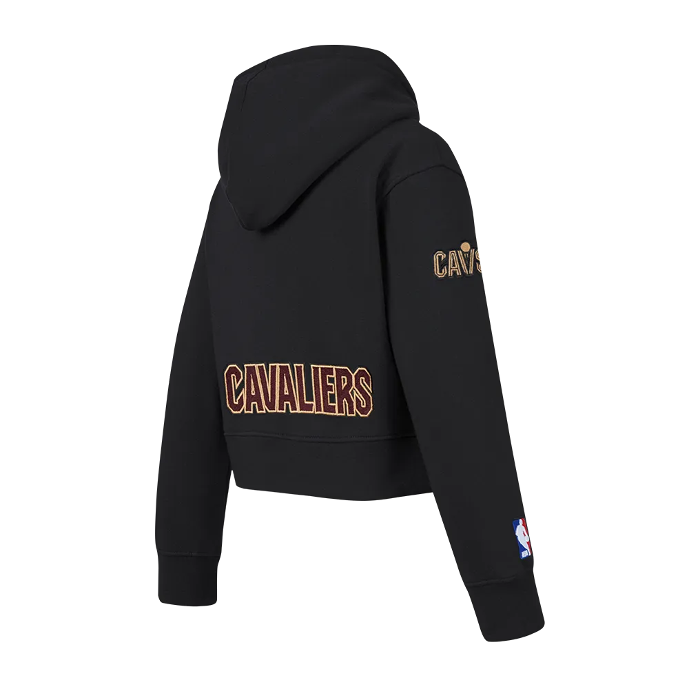 NBA CLEVELAND CAVALIERS CLASSIC LITTLE GIRLS  FLEECE FULL ZIP HOODIE (BLACK)