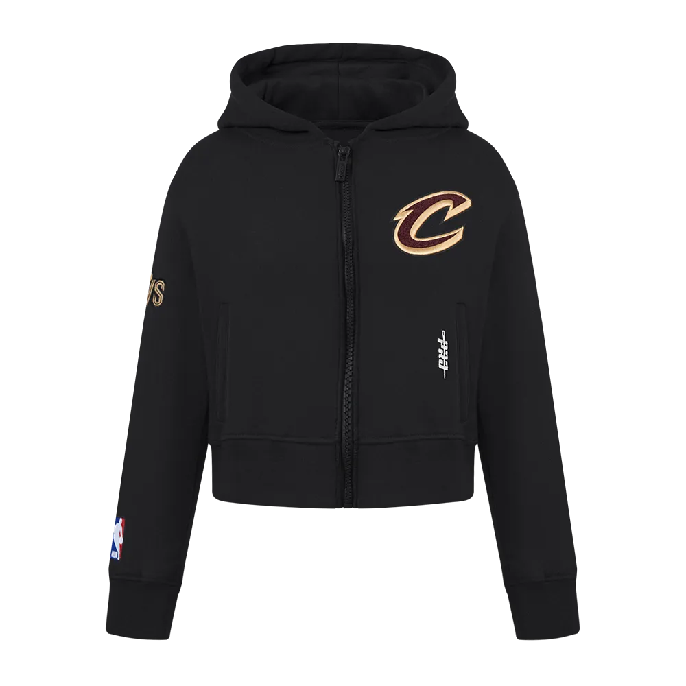 NBA CLEVELAND CAVALIERS CLASSIC LITTLE GIRLS  FLEECE FULL ZIP HOODIE (BLACK)