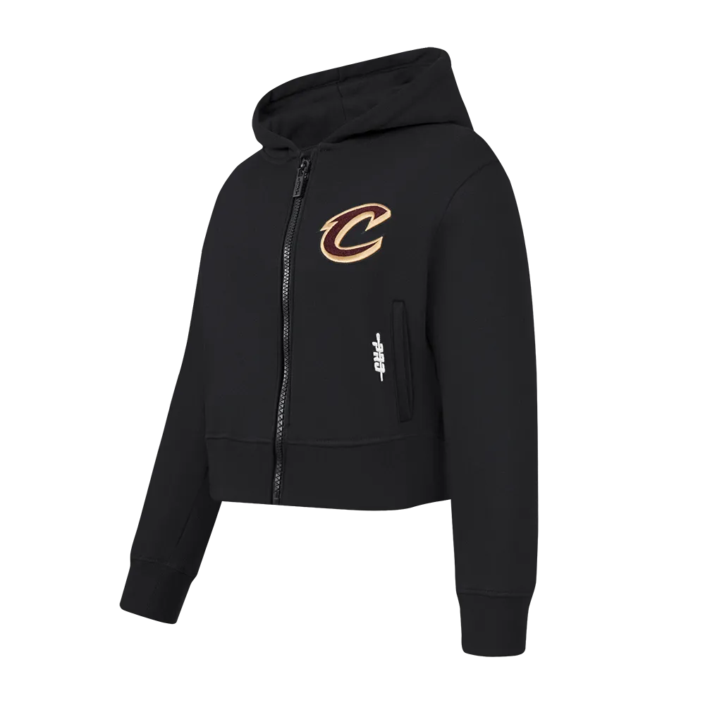 NBA CLEVELAND CAVALIERS CLASSIC LITTLE GIRLS  FLEECE FULL ZIP HOODIE (BLACK)