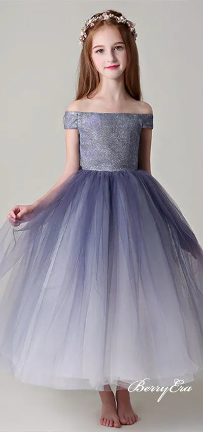 Off Shoulder Chic Gradient Tulle Flower Girl Dresses