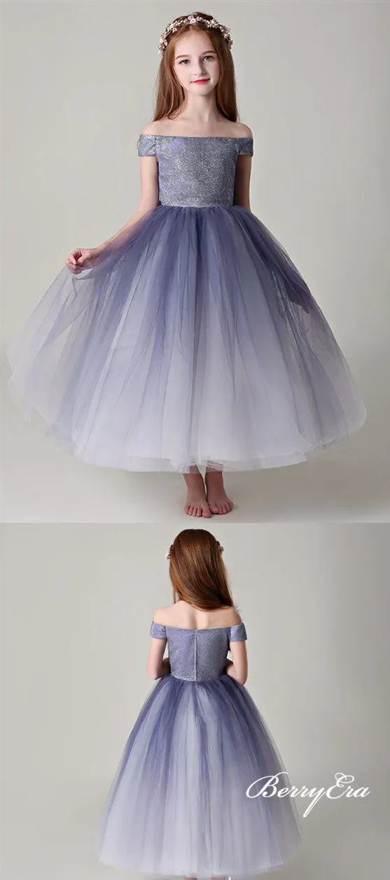 Off Shoulder Chic Gradient Tulle Flower Girl Dresses