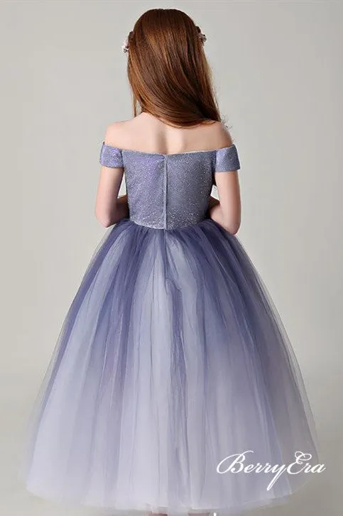 Off Shoulder Chic Gradient Tulle Flower Girl Dresses