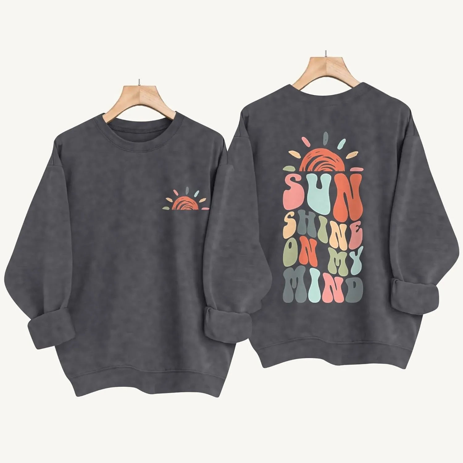 Oversized Sweatshirt for Women Casual Long Sleeve Crew Neck Sweater Fashion Drop Shoulder Pullover Cute Print Shirts