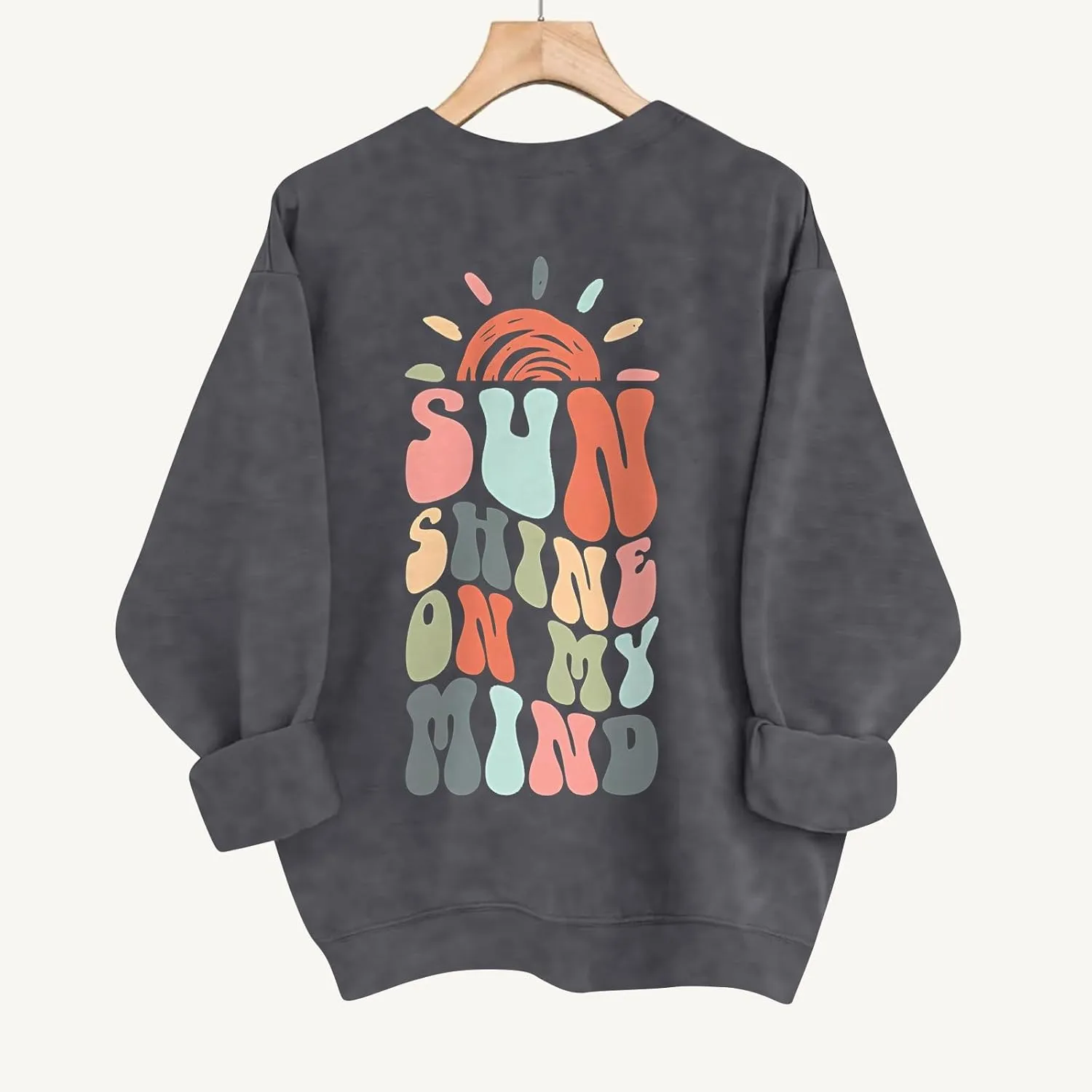 Oversized Sweatshirt for Women Casual Long Sleeve Crew Neck Sweater Fashion Drop Shoulder Pullover Cute Print Shirts
