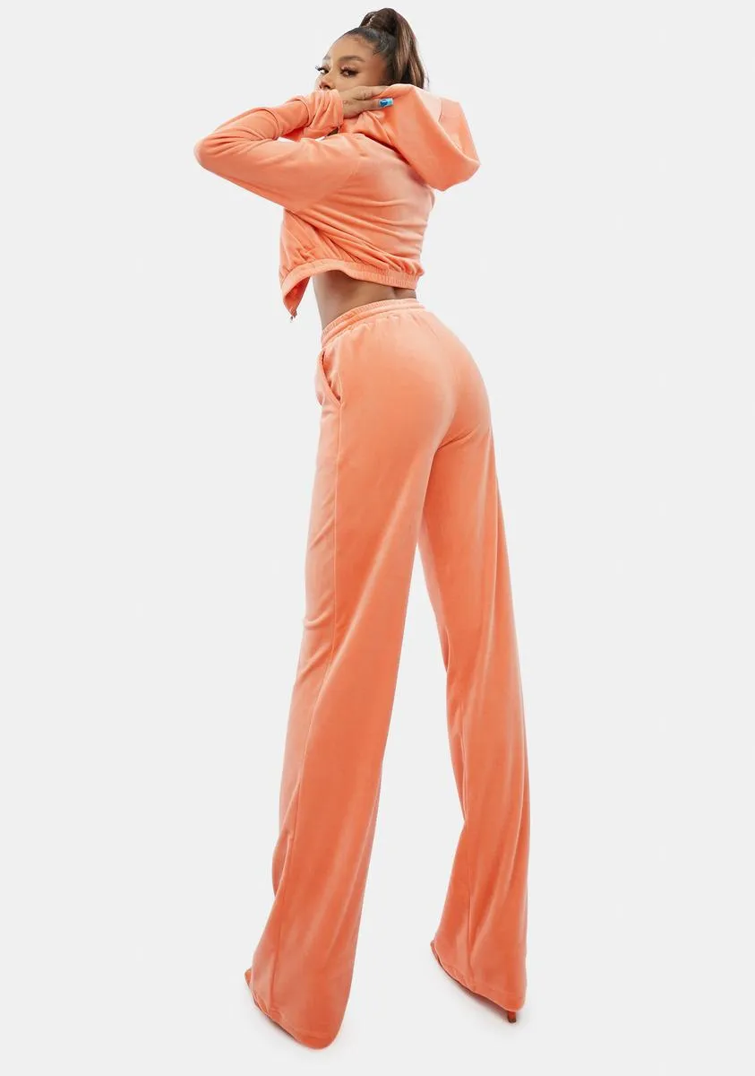 Peach Chill Times Velour Lounge Set