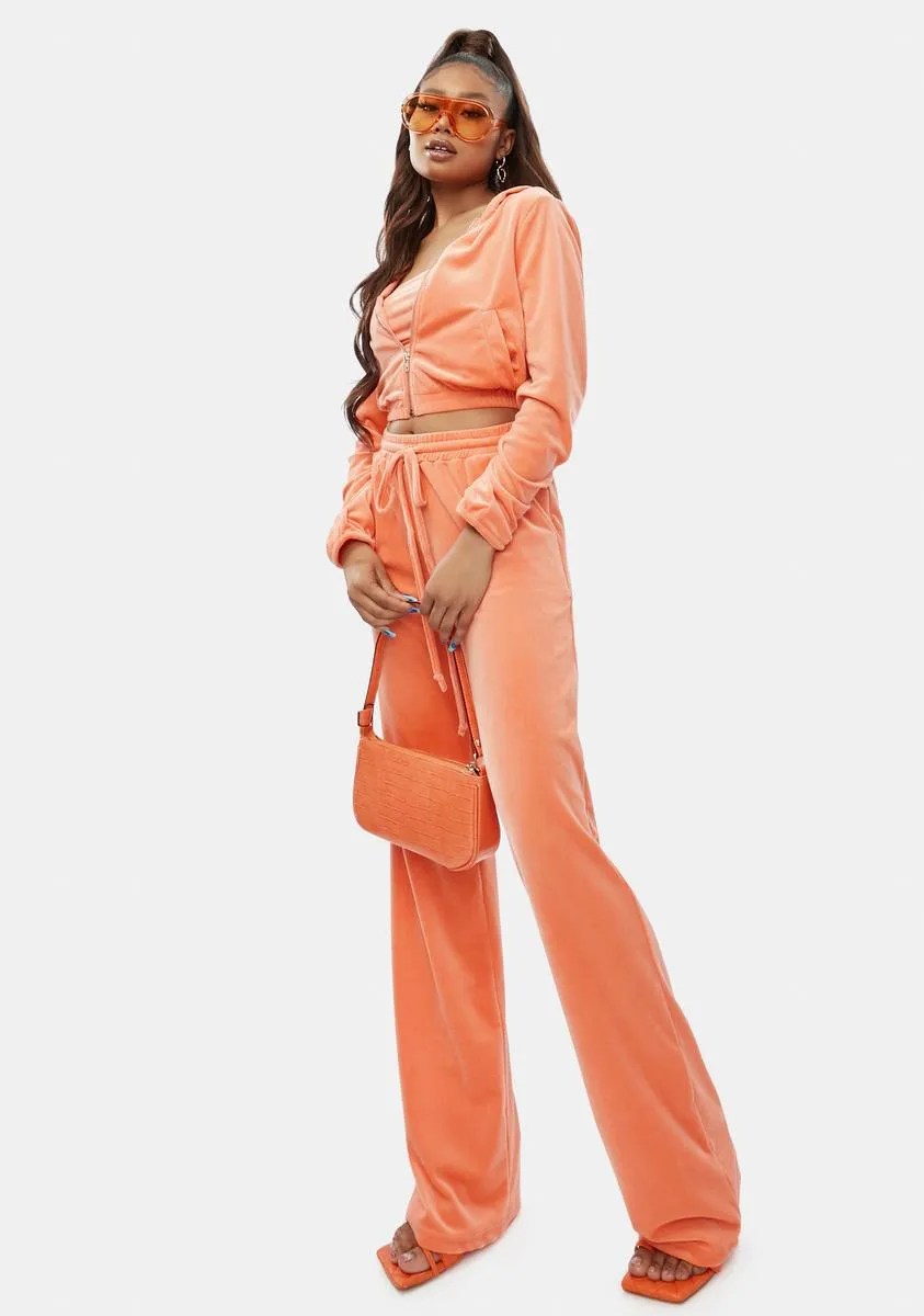 Peach Chill Times Velour Lounge Set
