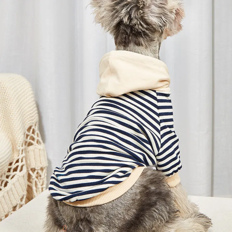 Pet clothes French Bulldog winter warm pet coat stripe Hoodie dog