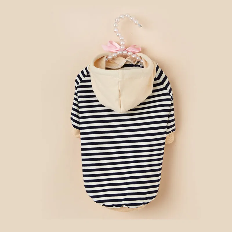 Pet clothes French Bulldog winter warm pet coat stripe Hoodie dog