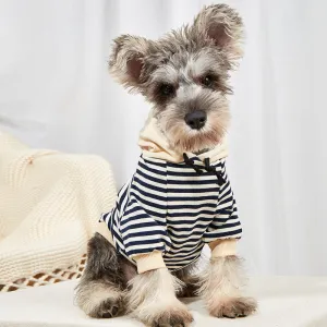 Pet clothes French Bulldog winter warm pet coat stripe Hoodie dog