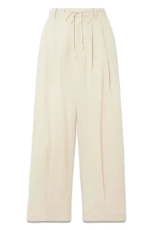 Pleated Organic Cotton-twill Wide-leg Pants