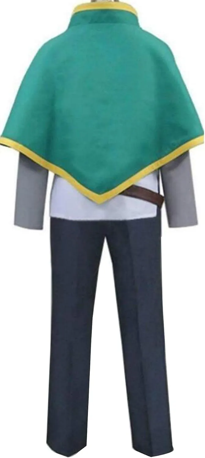 Poetic Walk Anime Green Suit Mens Costume Cosplay Satou Kazuma Cloak Suit Halloween Outfit