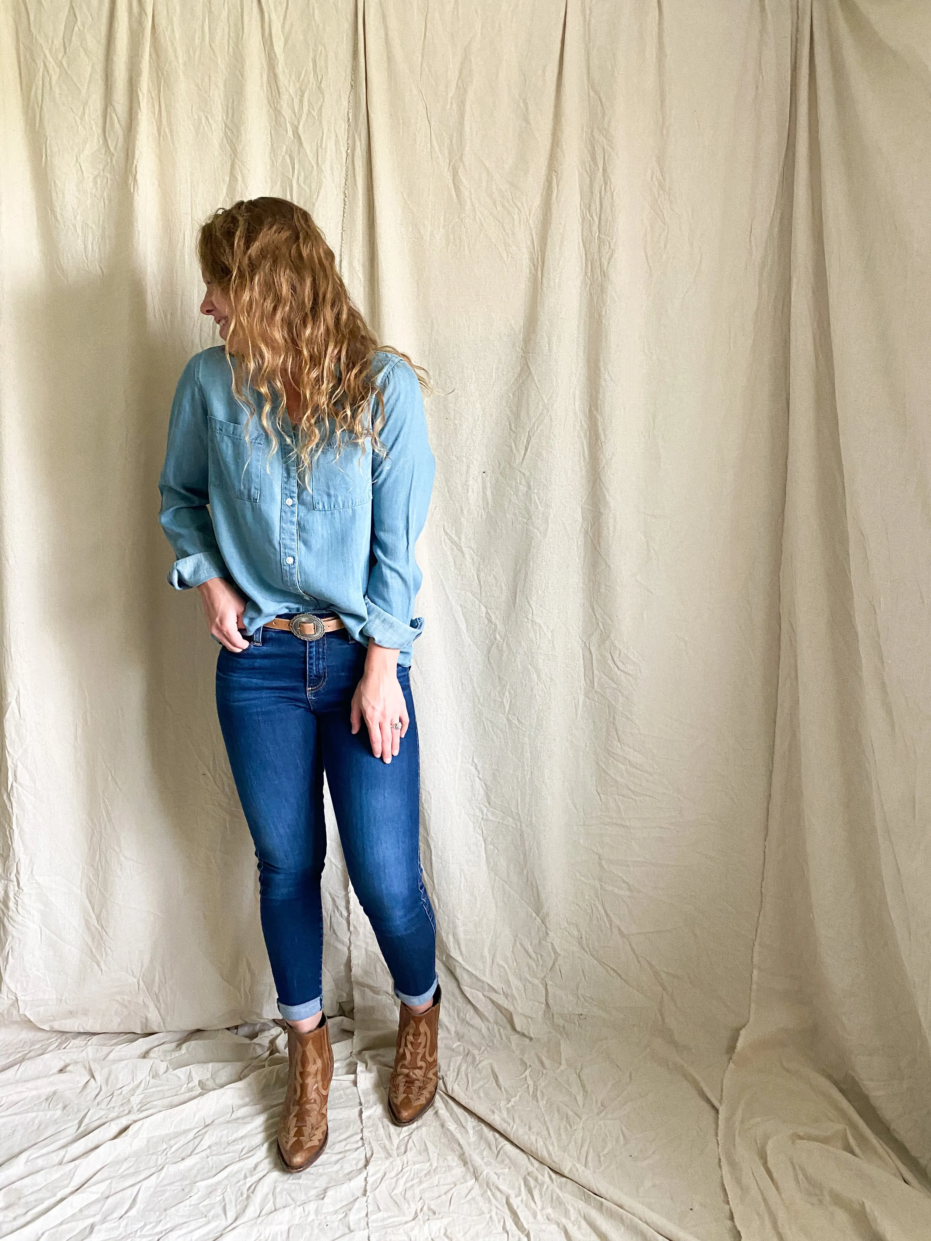 [RESTOCKED] Colette denim button up