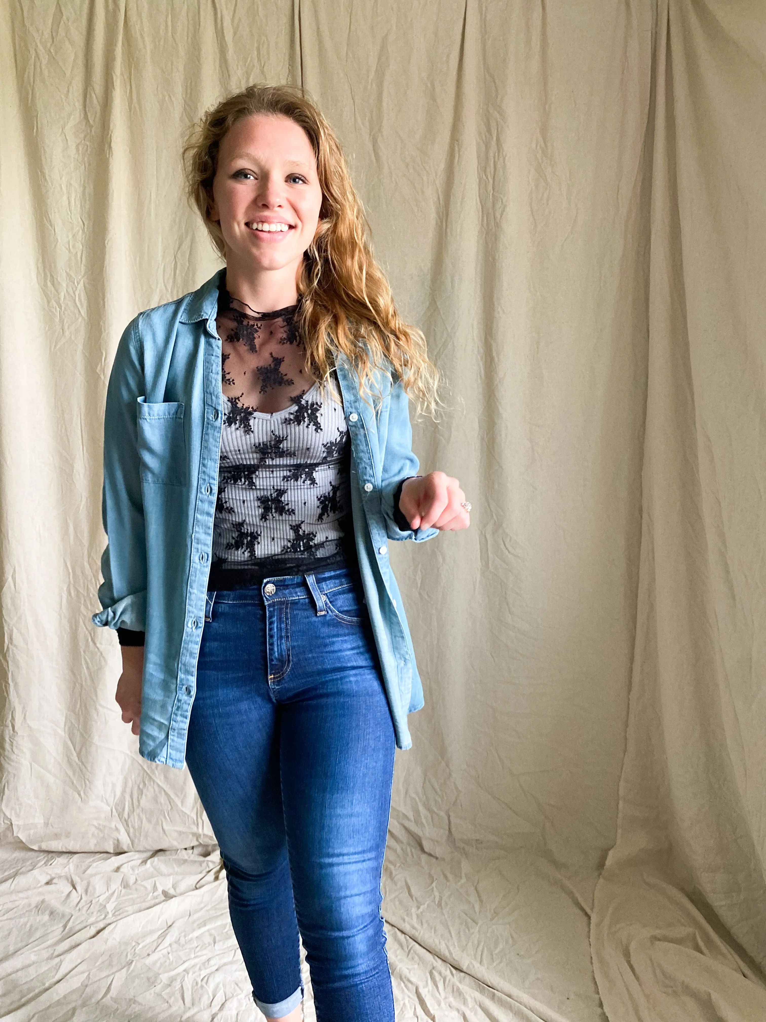 [RESTOCKED] Colette denim button up