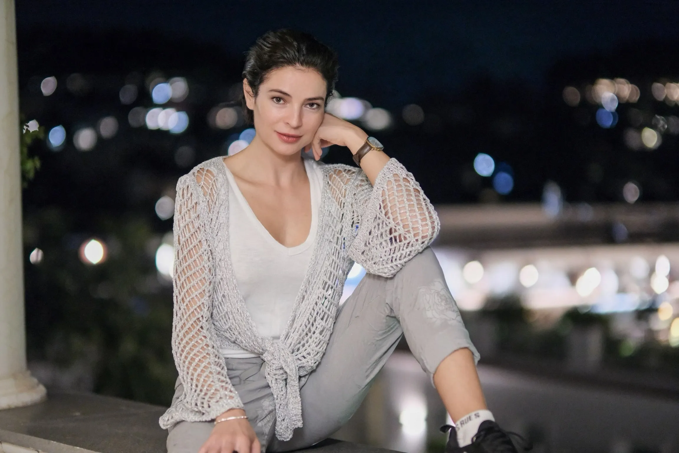 Rose Foil Stretch Pants