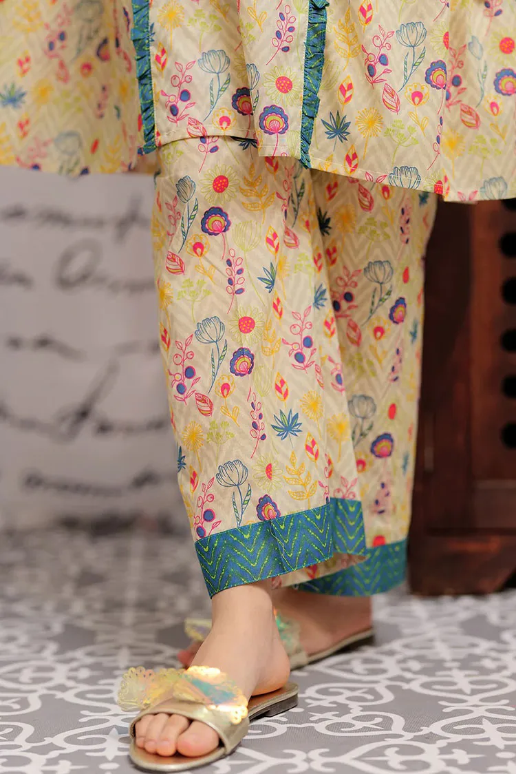 Senorita - GAC-02181 | FAWN & MULTICOLOR | CASUAL 2 PIECE SUIT | COTTON LAWN PRINT