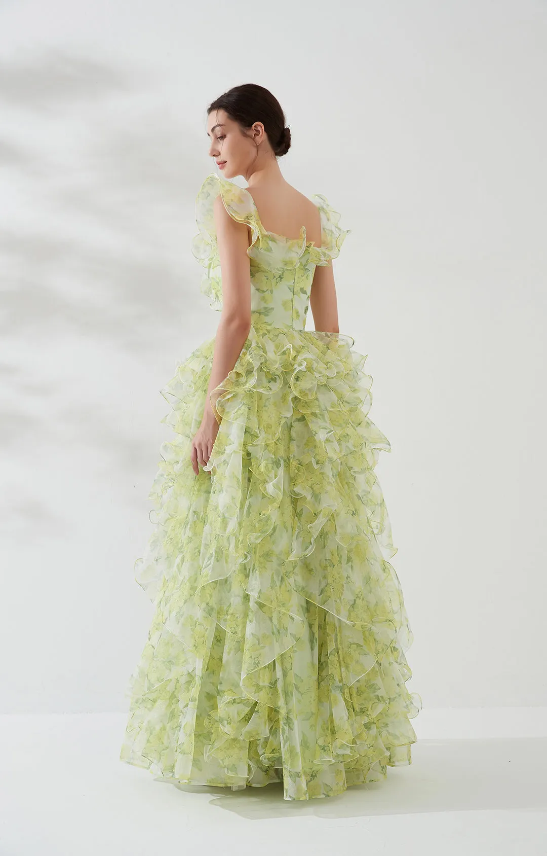 Sheath Sleeveless Printed Irregular Puffy Hem Dresses