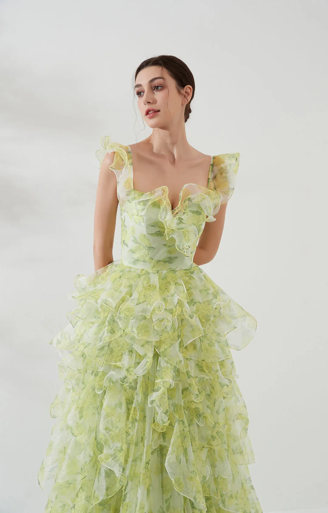 Sheath Sleeveless Printed Irregular Puffy Hem Dresses