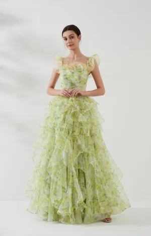 Sheath Sleeveless Printed Irregular Puffy Hem Dresses
