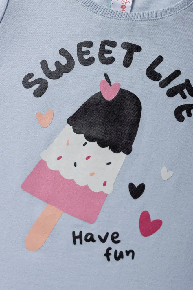 Short Sleeve T-Shirt Sweet Life Light Blue