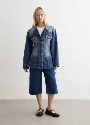 Sparkle Logo Denim Fitted Blazer