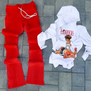 Stylish preppy printed hoodie set