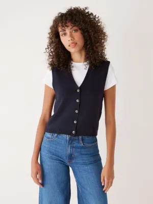 The Button-Up Sweater Vest in Dark Blue