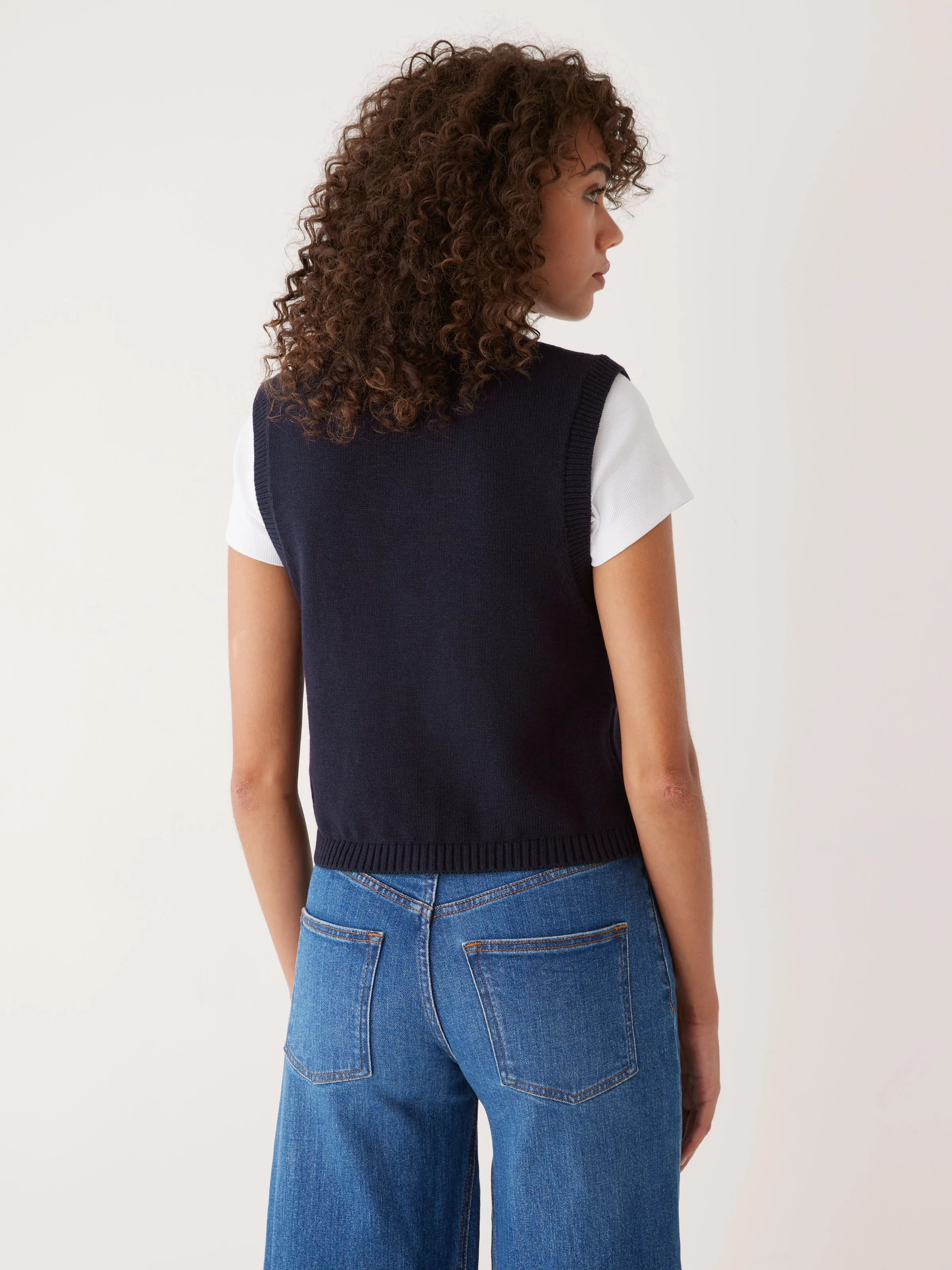 The Button-Up Sweater Vest in Dark Blue