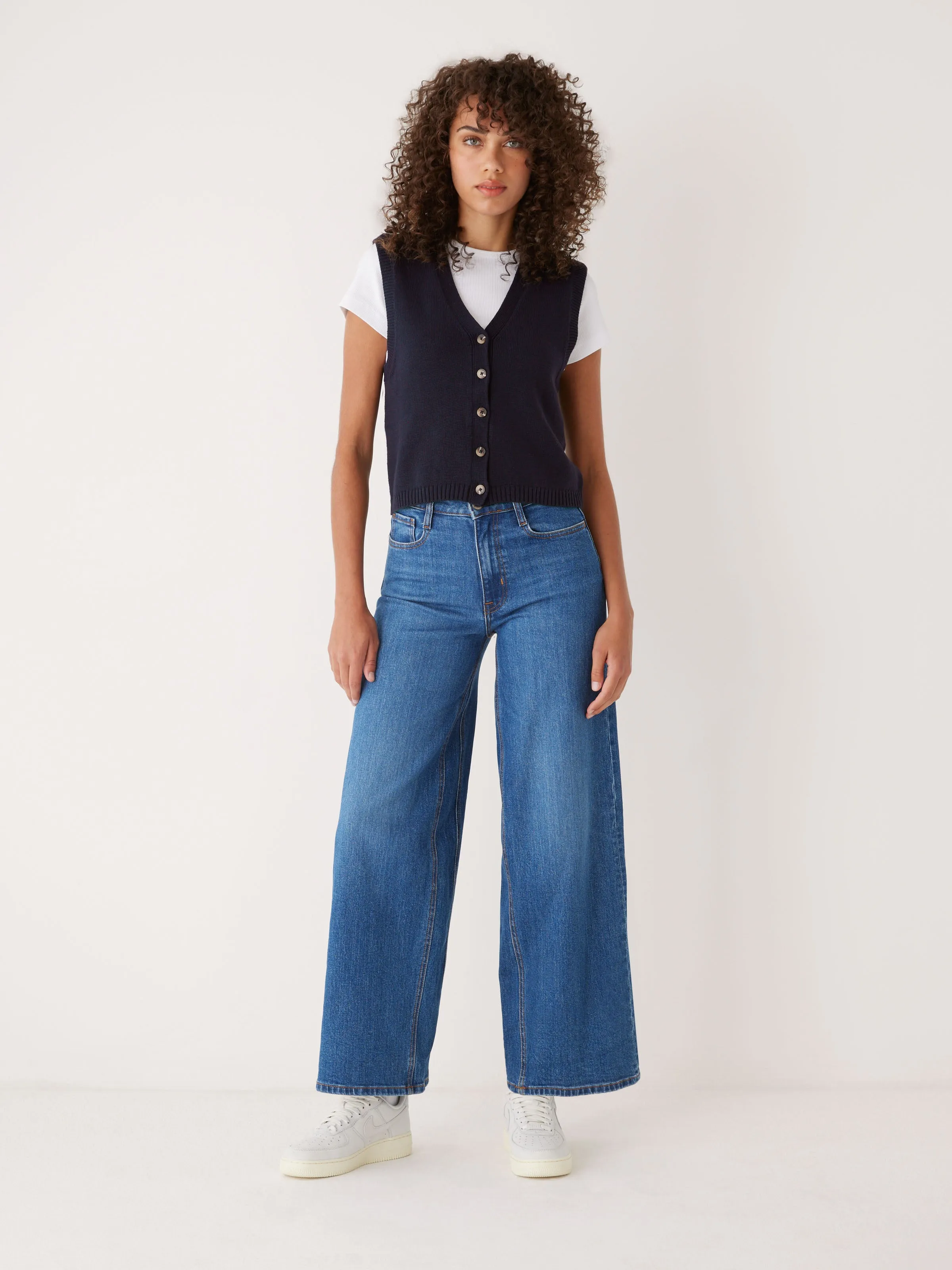 The Button-Up Sweater Vest in Dark Blue