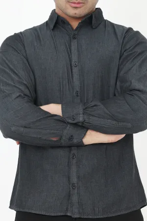 TRENDY FIT CASUAL DENIM SHIRT-BLACK