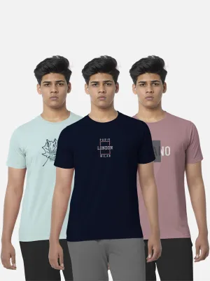 Trendy Typo/Graphic Print Cotton Blend Round Neck T-Shirt for Men's - Pack of 3