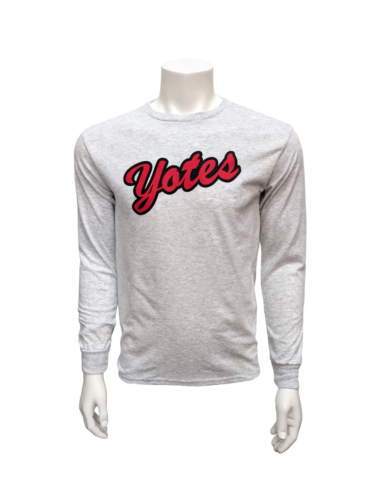 Unisex Gray Long Sleeve Tee with Two Color Script Yotes
