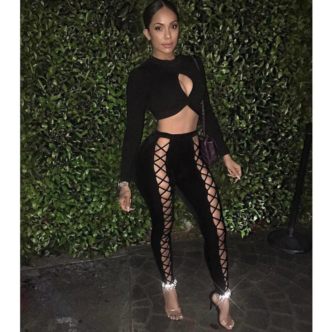 VELVET LACE-UP PANTS
